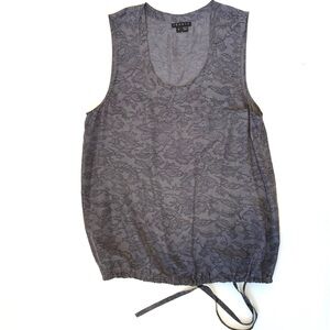 Theory Silk Charcoal Printed Lace Tank Top